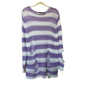 Killstar Bad Blossoms Knit Sweater Small Purple Striped Alt Soft Grunge Punk
